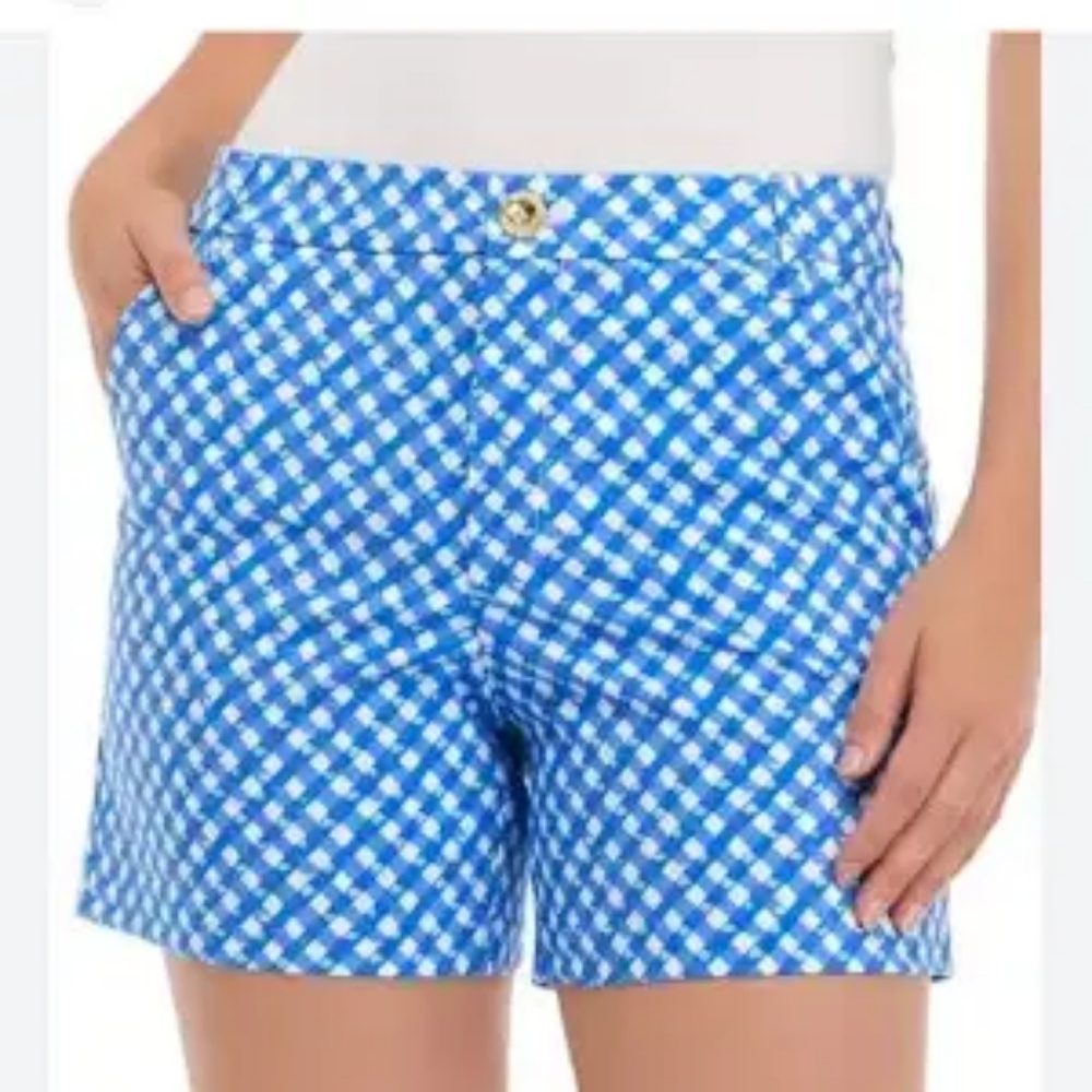 Lilly Pulitzer Gretchen Boca Blue Double Checking Shorts